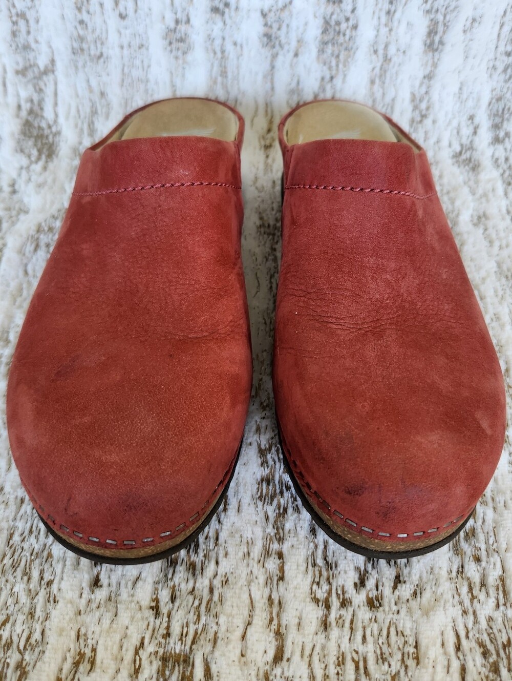 Dansko "Mariella" Red Nubuck Leather Mule Clogs Slip-on | Women's Size 9.5 40 EU - Picture 4 of 11